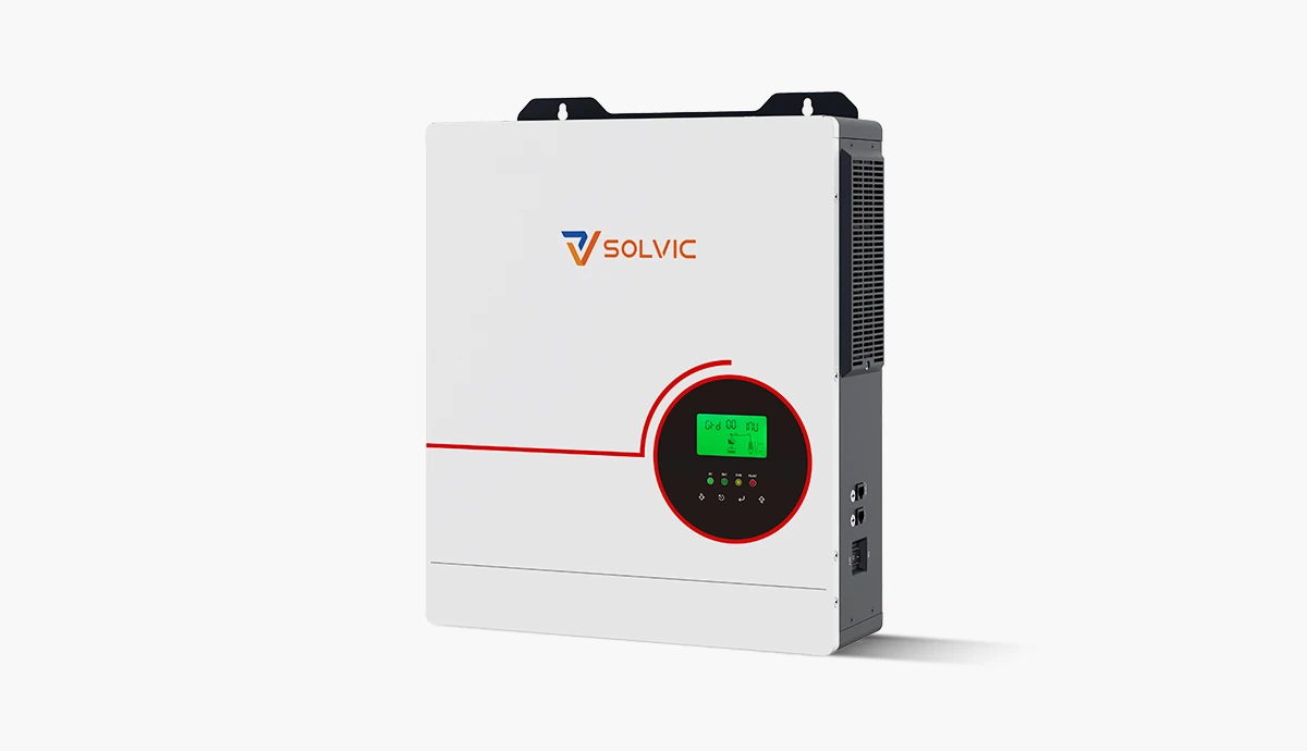 Solvic 6.3kW hybrid inverter – 110V single phase output for US residential solar storage systems, supports grid-tied and off-grid operation with 48V battery input and multiple MPPT trackers